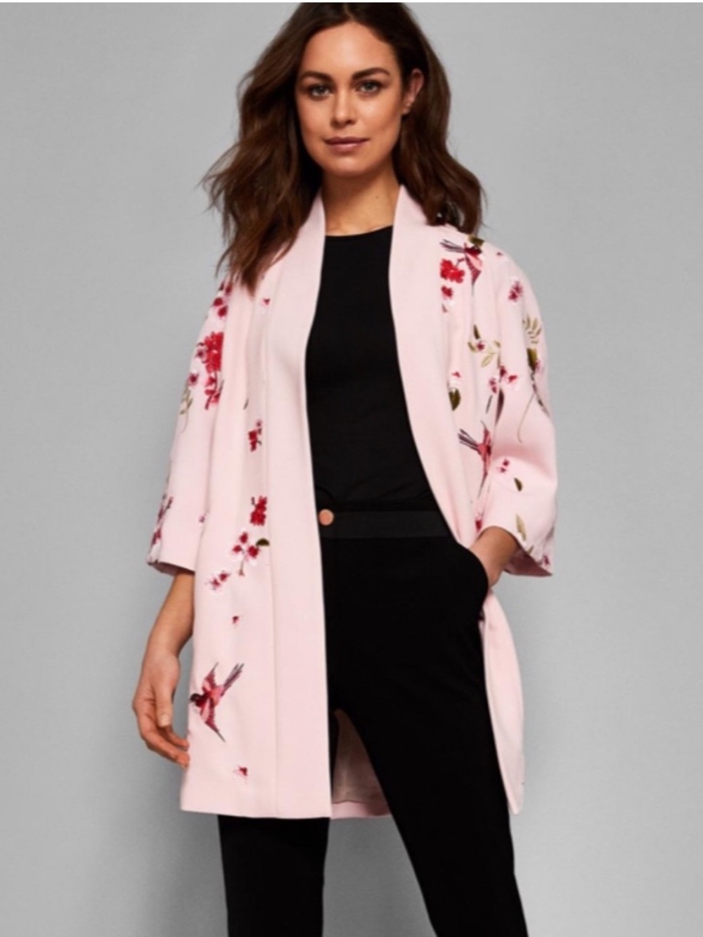 Ted Baker London Isolede Cherry Blossom Embroidered Kimono Coat New Size Small